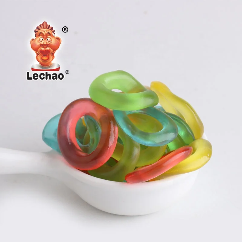 Fruits Assorted Candy Green apple Watermelon Cherry Peach Sour Gummy Rings Sweet Bulk Soft Toy Candies