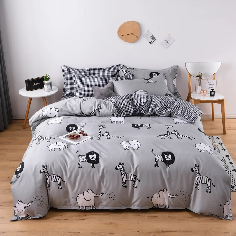 comforter quilt linen wholesale custom reactive printed polyester cotton kids bedding set with duvet cover and fitted sheet