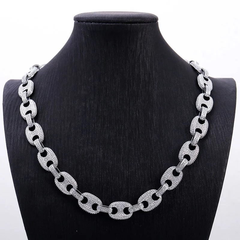 New Product Ideas  18k White Gold Plating Iced Out Moissanite Cuban Link Chain 15mm  For Party