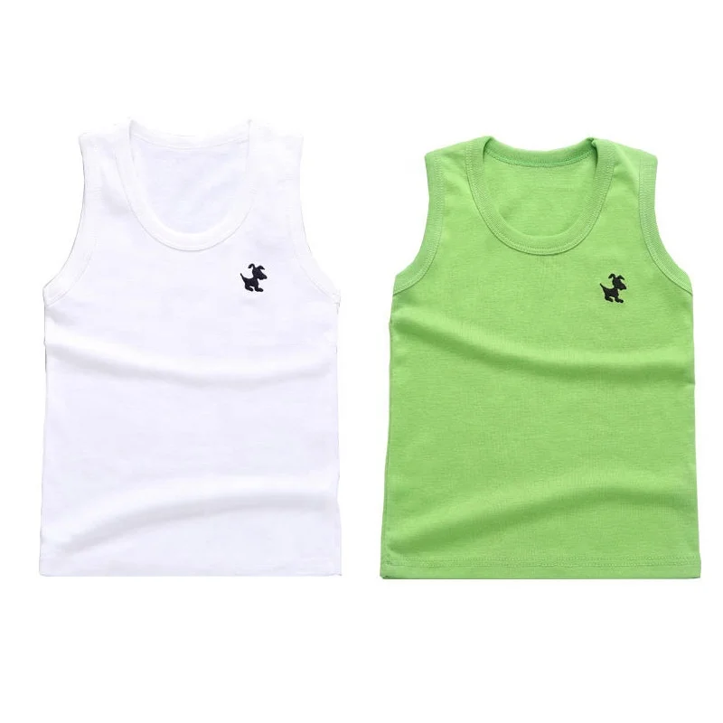 
Customized candy color summer cotton tank top sleeveless vest for kids boys 