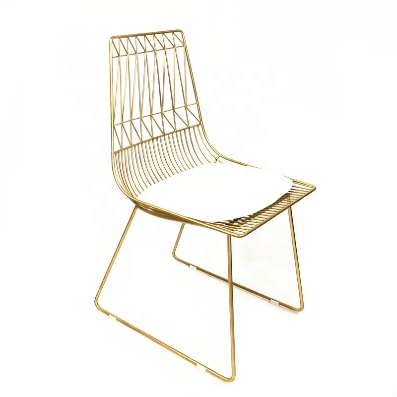 Free Sample Metal Gold Dining Steel Mesh Iron Black Outdoor Wire Chair