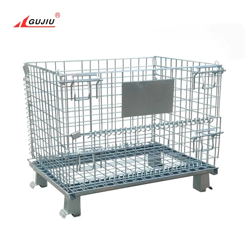 
Stacking Parts Grid Pet Proform Side Open Mesh Foldable Warehouse Metal Vegetable Box Container Collapsible Storage Bin 