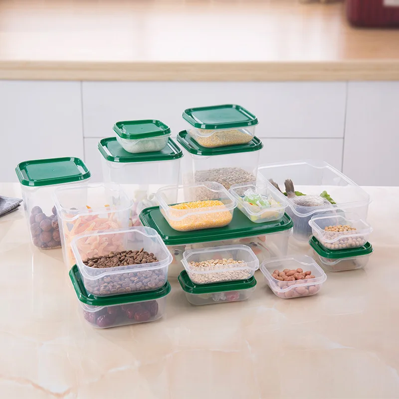 Household kitchen refrigerator fruit storage box Creative 17-piece food grade transparent storage box