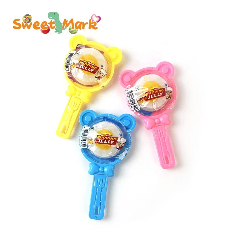 Halal jelly pudding display jar 3d egg jelly candy with sour popping powder