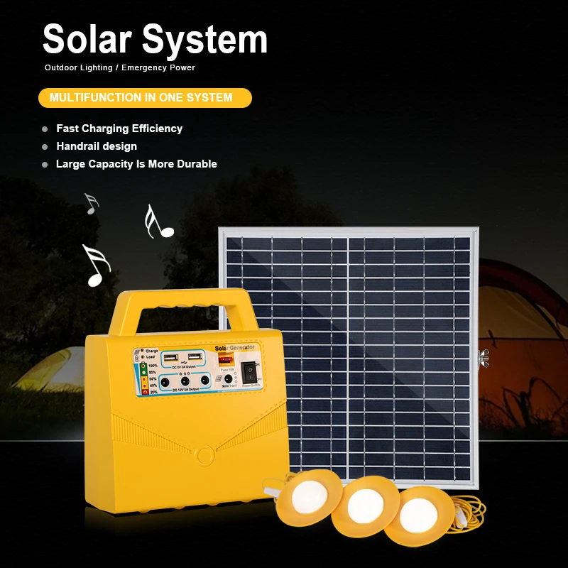 20w Outdoor Portable Complete Solar Generator Built-In Radio Solar Portable Generator Solar Energy System Station