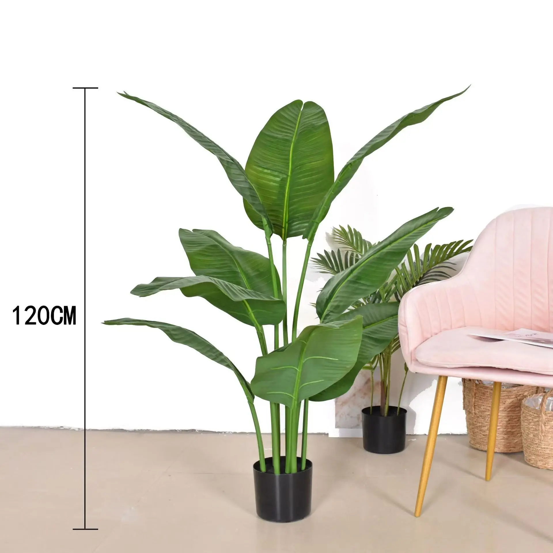 Nordic Artificial Bonsai Tree Modern Simulation Green Grass Palm Plastic Bird Paradise Free Interior Decoration Potted Room