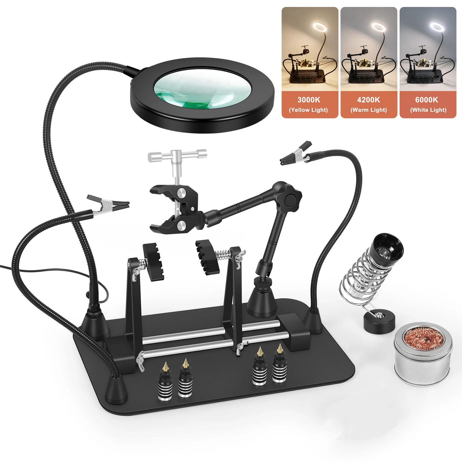 Adjustable Soldering Clamp PCB Holder Frame for Circuit Board Soldering Motherboard Soldering Repair Tool 360 Degree Rotation