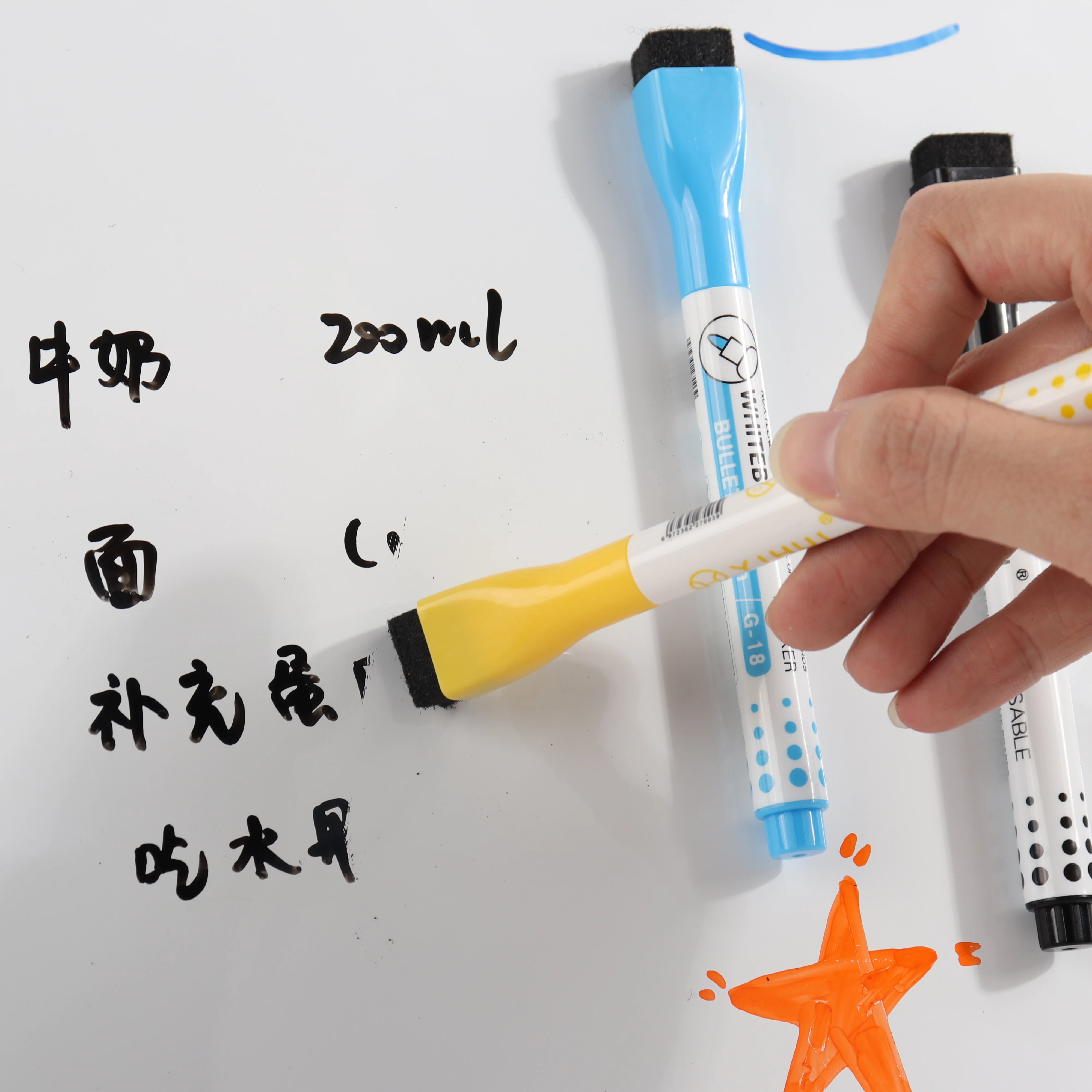 New Arrival Assorted Colored Odorless Refillable White Board Whiteboard Marker Pen Set With Eraser Children