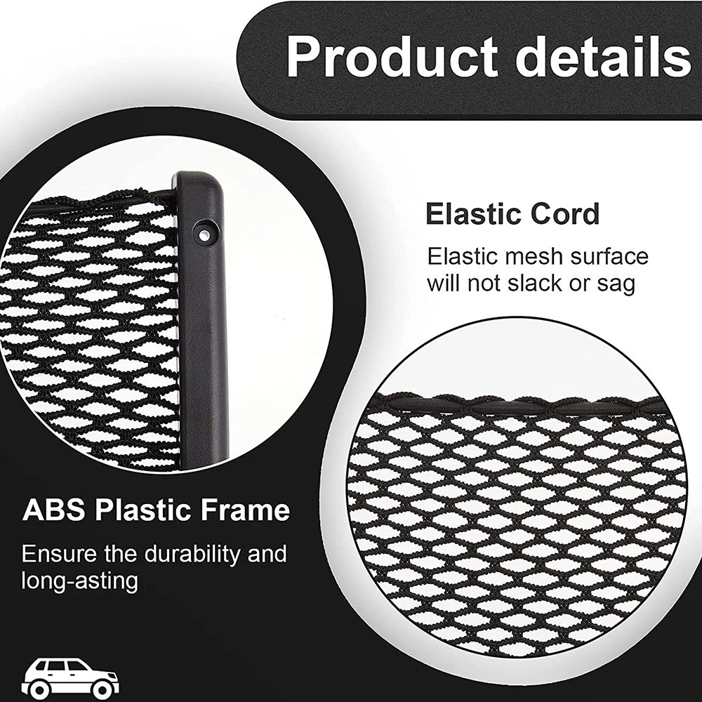 ABS Plastic Frame Car Storage Net Bag Phone Car Mesh Net Holder RV Storage Boat Cargo Pocket Organizer Framed Pocket with Screws