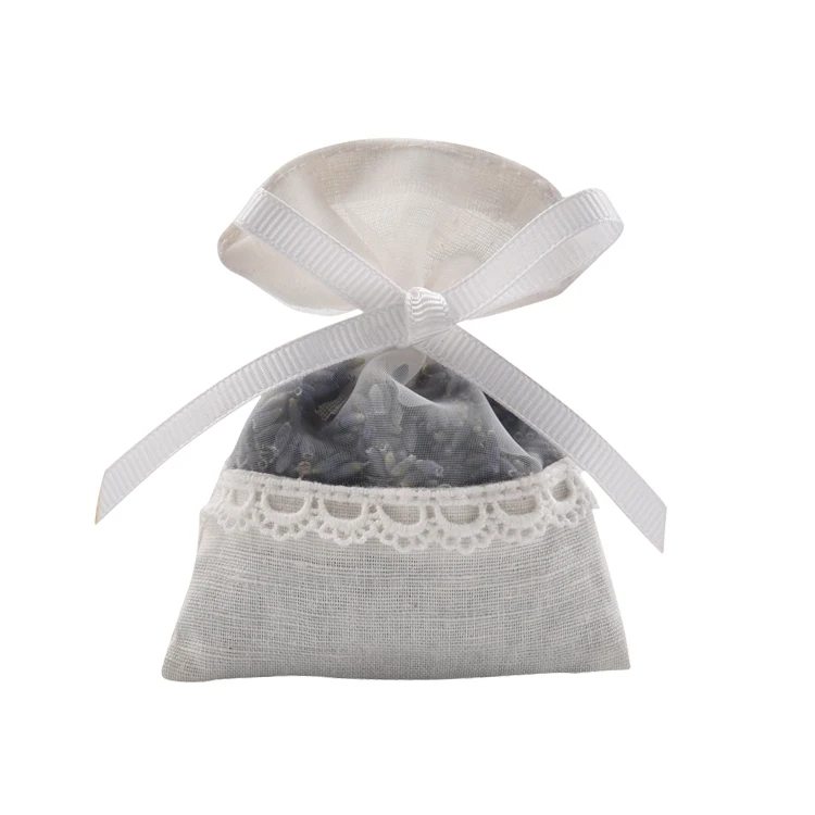 
Custom Design French Provencal Lavender Seed Spices Sachet with Drawstring Organza Pouch 