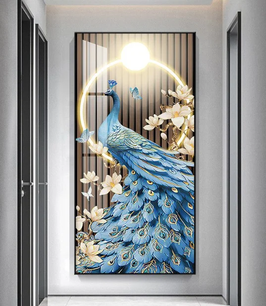 Abstract Hallway Light Luxury Wall Art Crystal Porcelain Painting for Entrance Decoration and Wall Hanging