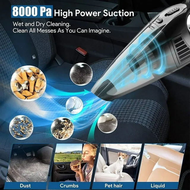 Mini ABS Multifunctional Household Car Vacuum Cleaner Convenient Wireless Wet and Dry Dust Collector for Small Car Cleaning