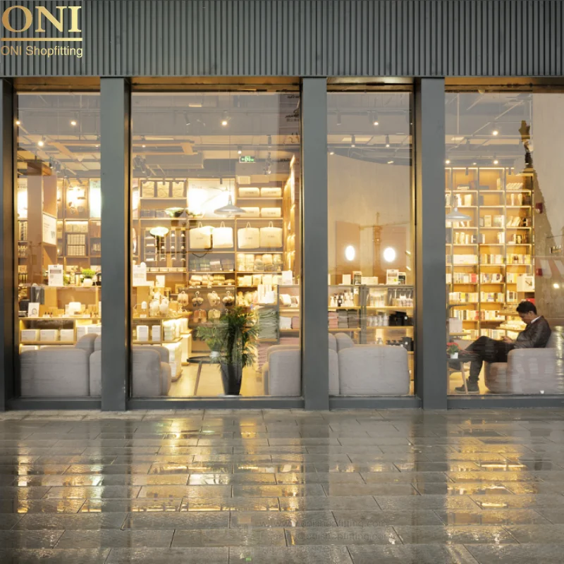 Дизайн книжного магазина витрины деревянная библиотека мебель