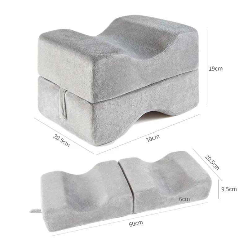 Velvet Bed Sleep Wedge Comfort Leg Rest Memory Foam Contour Knee Pillow Leg Pillow For Side Sleeper