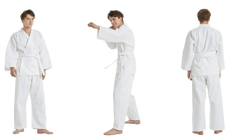 Martial Arts White Karate Uniform Medium Weight Gi Kids & Adult