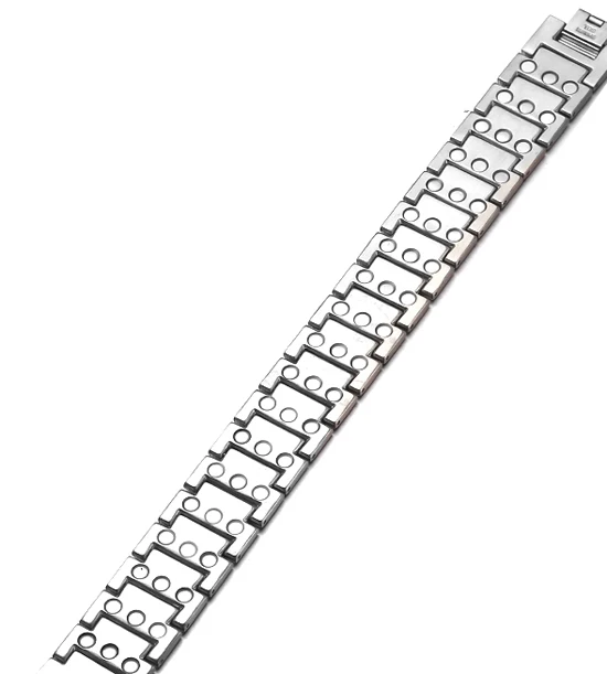 China Factory Direct Selling Wholesale Wide Silver Color Men Golf Magnetic Stainless Steel Bracelets