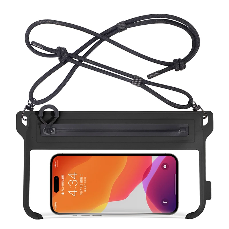 Bespoke Eco-frienldy TPU Square Waterproof Zipper Cellphone Pouch IPX8 Water Proof Beach Bag Phone Cover