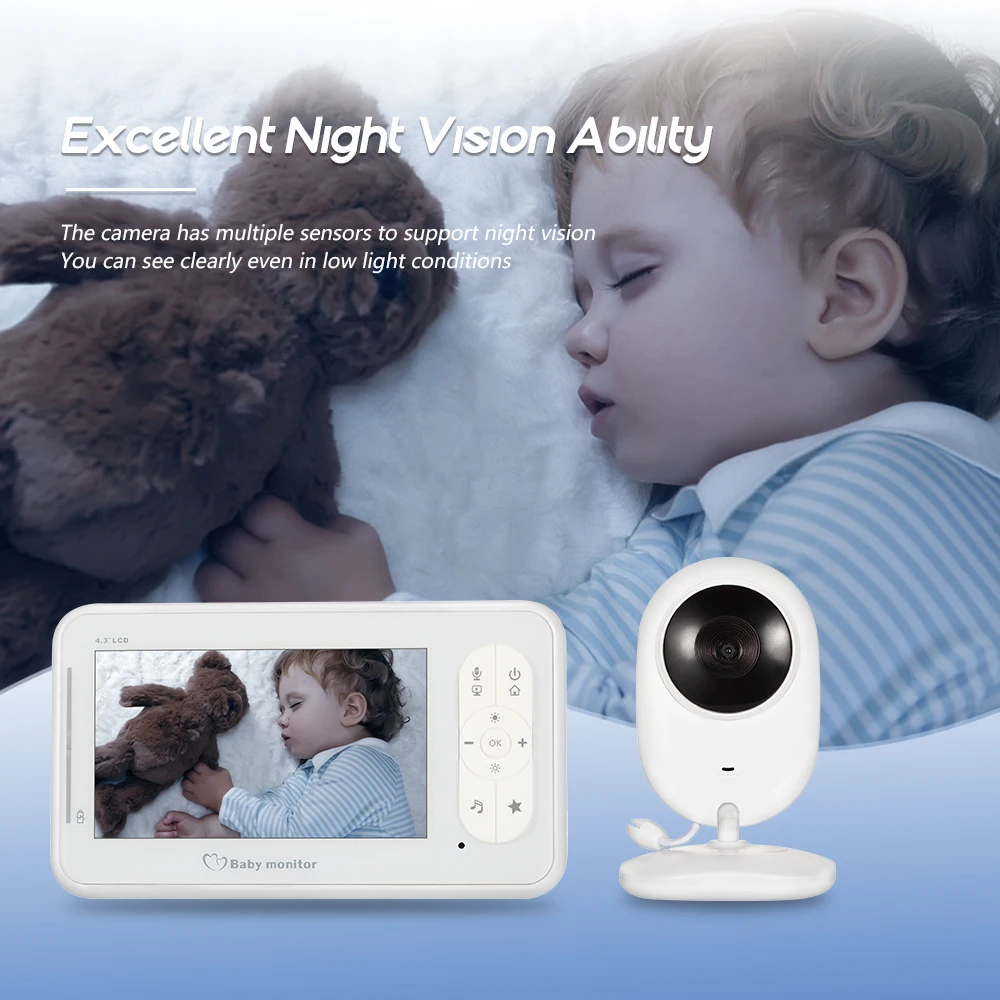 Оптовая продажа, беспроводное Обнаружение температуры, ночное видение, Двухсторонняя аудиосвязь, 3mp радионяня