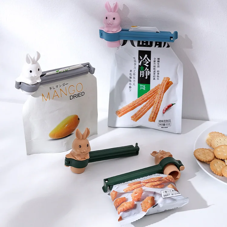 Lovely rabbit cartoon stick clamp plastic small tool kitchen food snack bag sealing clip