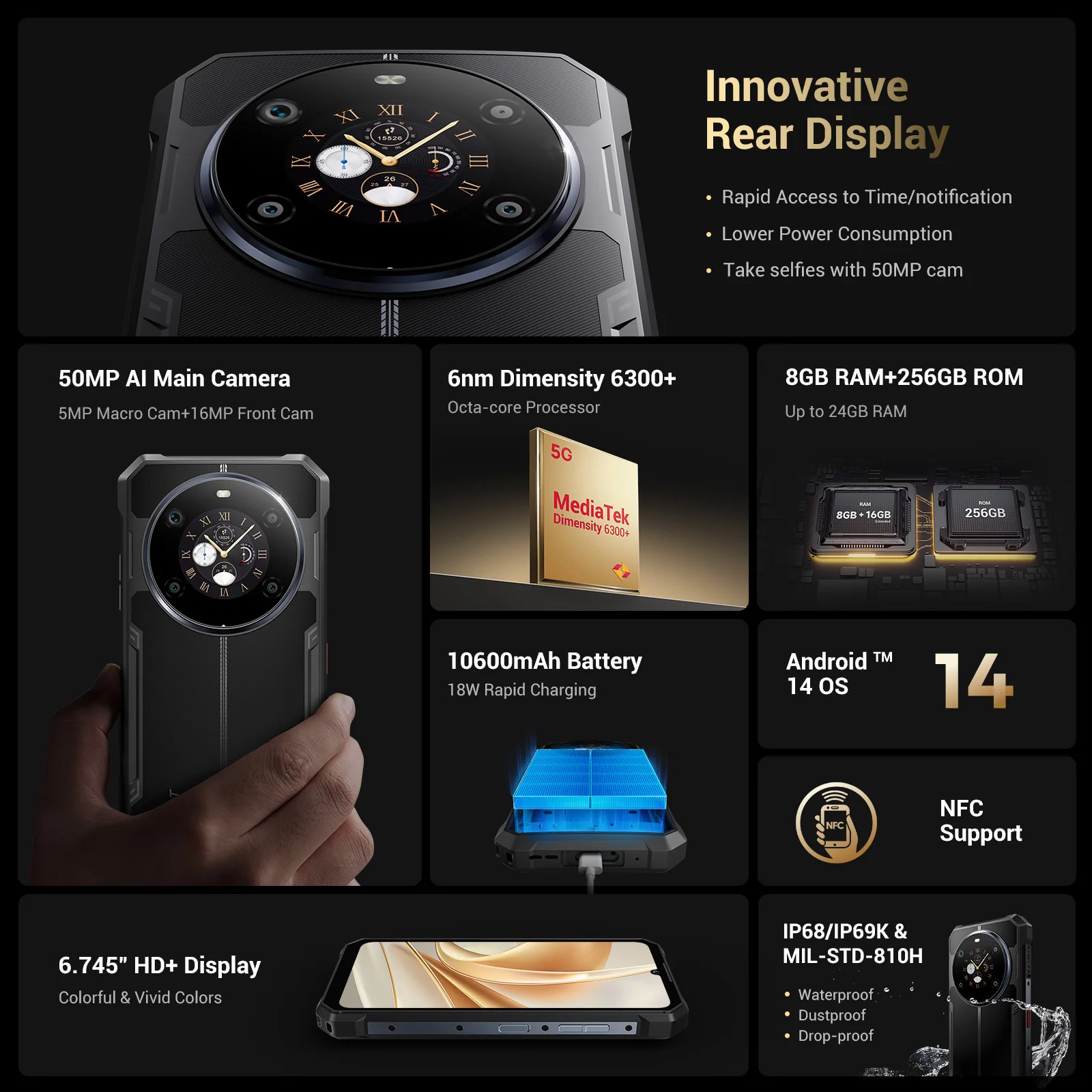 2024 hot selling original FOSSIBOT F109 6.745 inch 5G smartphone Android 14 8GB+256GB dual camera global version 5G mobile phone