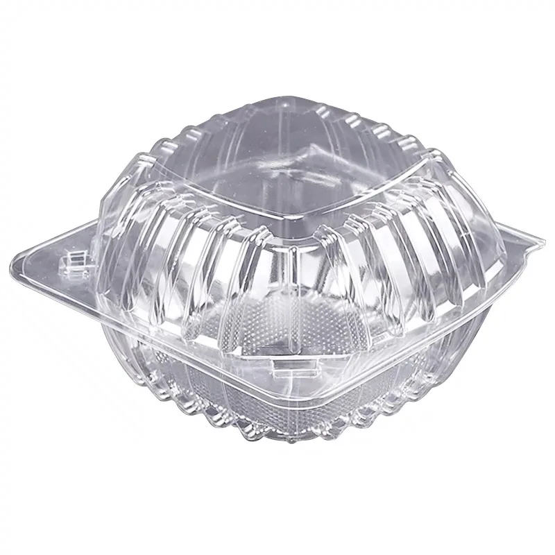 Disposable Plastic Fast Food Hamburger CakeTakeaway Container with Clear Embossed Blister Box Clamshell and Lid for Packaging