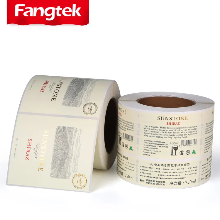 Custom  printing red wine bottle logo stickers beer waterproofadhesive printing gold foil  bottle labels beer labels for wine