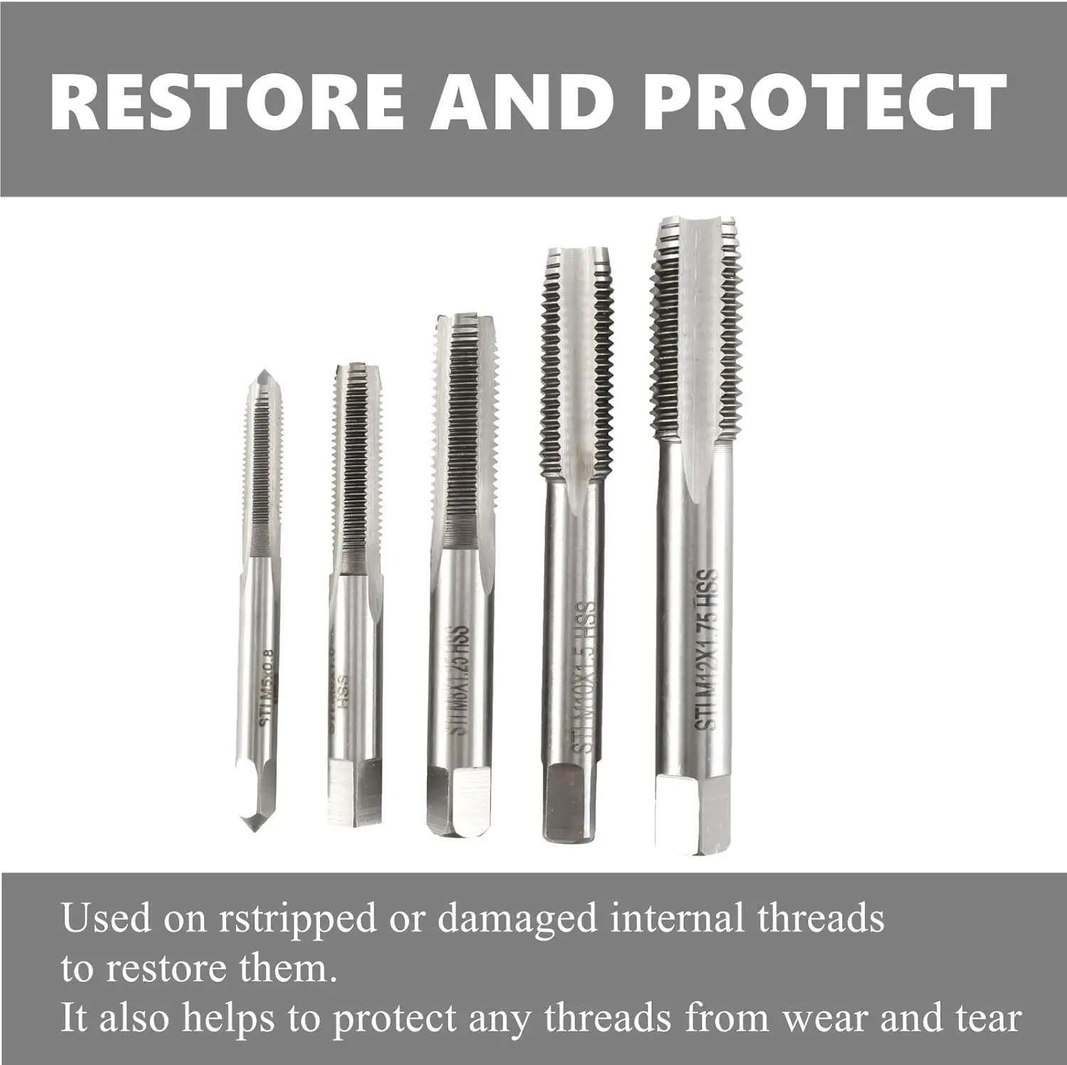 Car Thread Repair Set Hand Tools 131PCS M5 M6 M8 M10 M12  Stripped Thread Repair Kit rethread Recoil Repair Tool Set