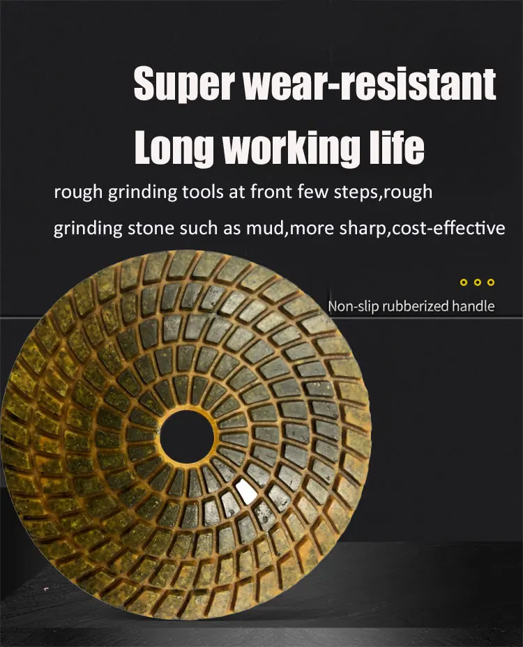 4 inch diamond resin flexible grinding polishing pad for floor polisher