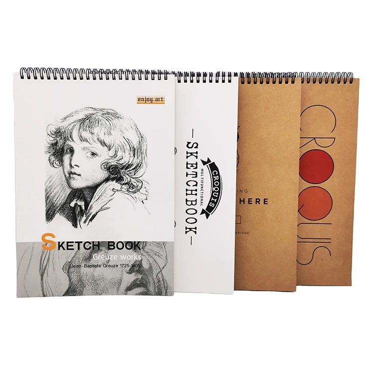 Hardcover 40 Sheets Student Kraft Drawing Sketch Book A4 Personalized Spiral Notebooks For Gift