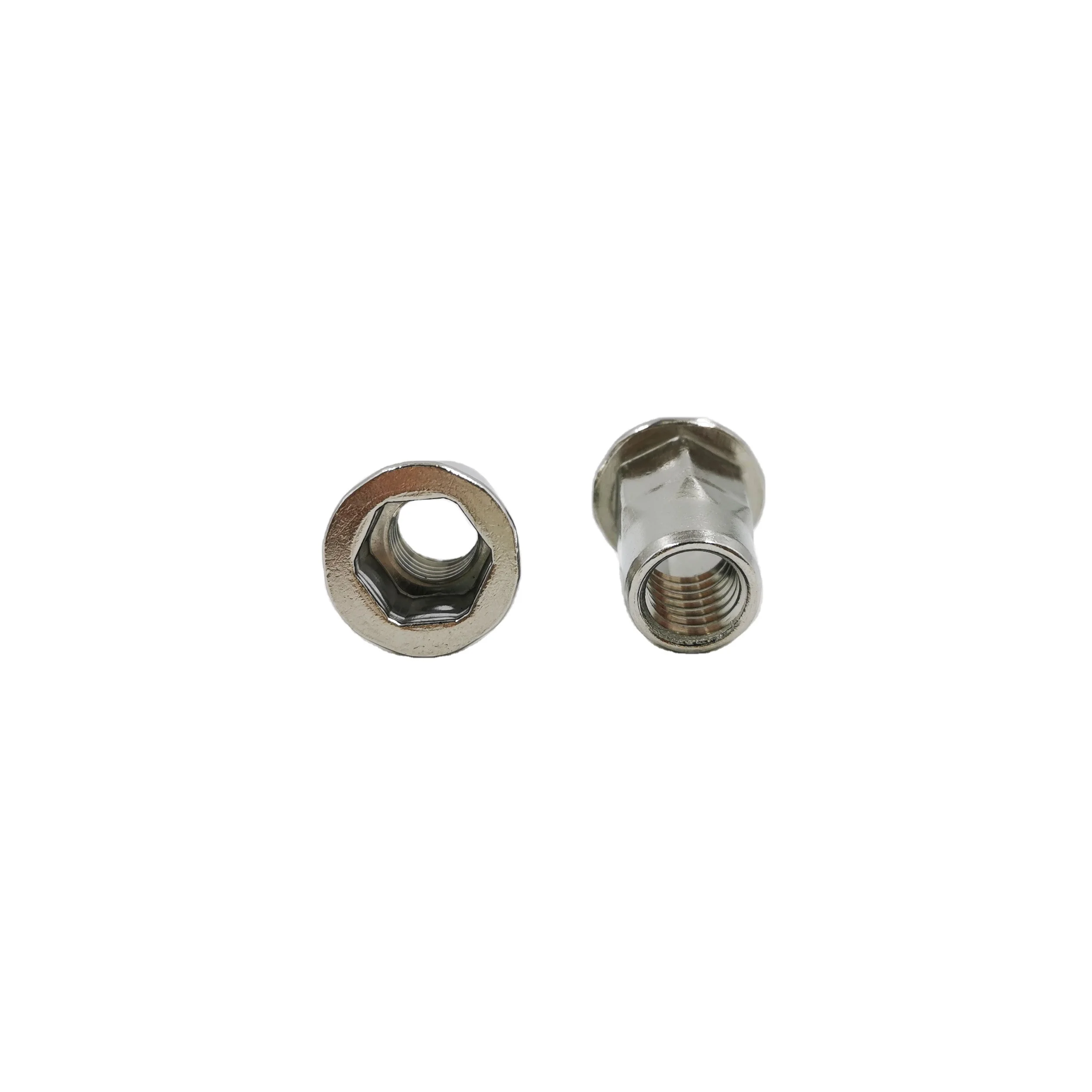 Rivet Nut Flat head inner hex body internal and external half Hexagon Body stainless steel open end hex rivet nut