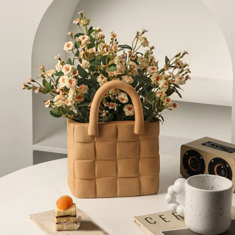 Modern Bag Vase Ceramic Vases Chinese Style Simple Designed Porcelain Vases