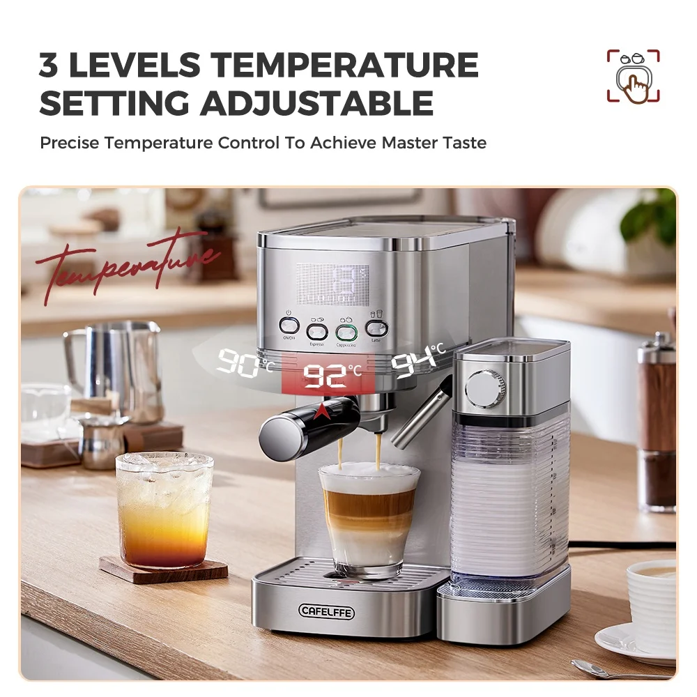 Кофеварка Cafelffe 20 бар автоматическая электрическая кофемашина эспрессо с системой приготовления молока для бытового использования в отеле 801