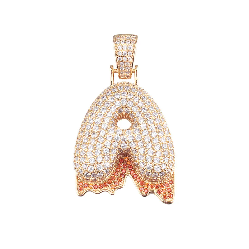 Micro pave brass cz iced out bleeding letter pendant necklace diy