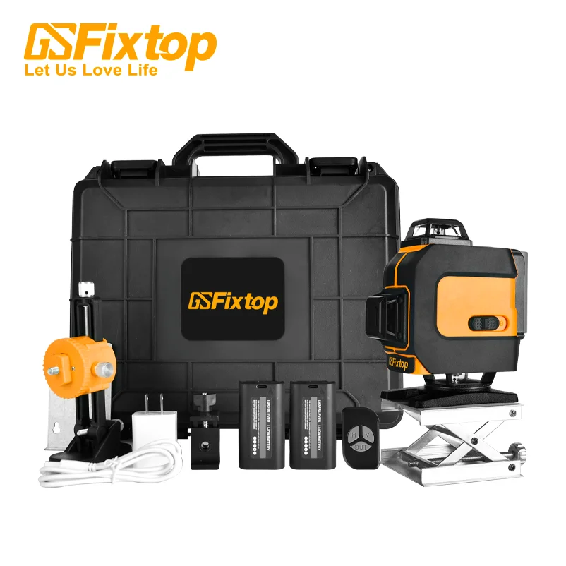 GSFIXTOP best green laser level 360 rotary tripod self-leveling 4D 16line 3D 12line laser level cheap meter for flooring&    cei