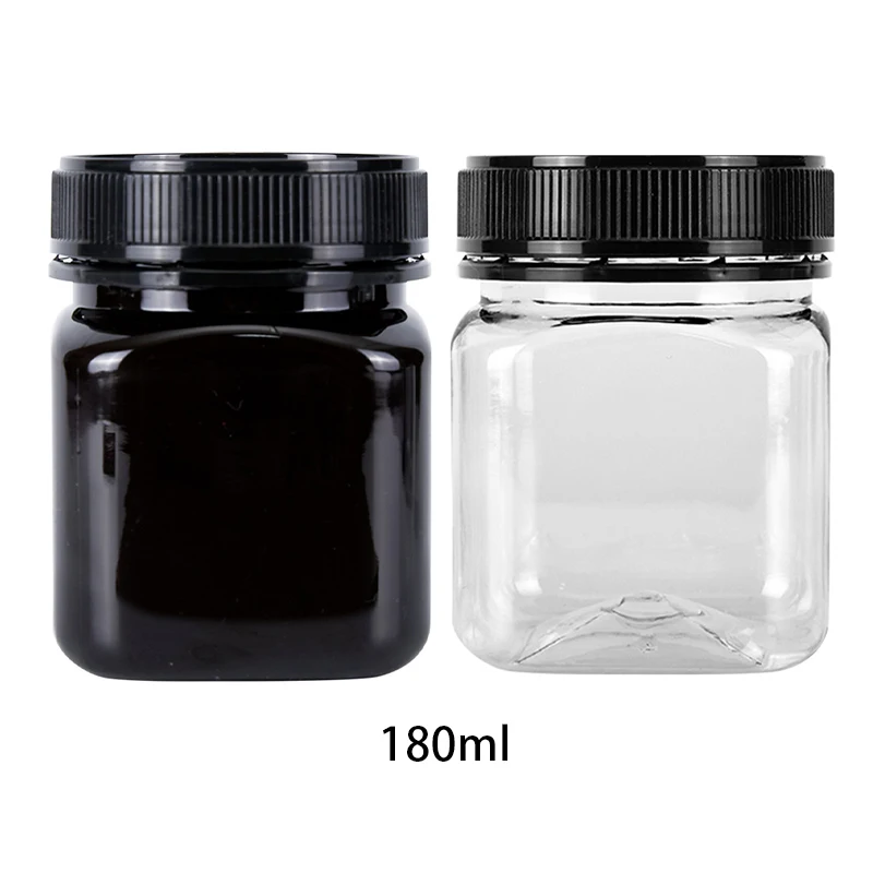 Wholesale customization Transparent Honey Bottle PET 145ml 180ml 215ml 360ml 720ml Square Anti-theft Cover Nuts Food Storage Jar