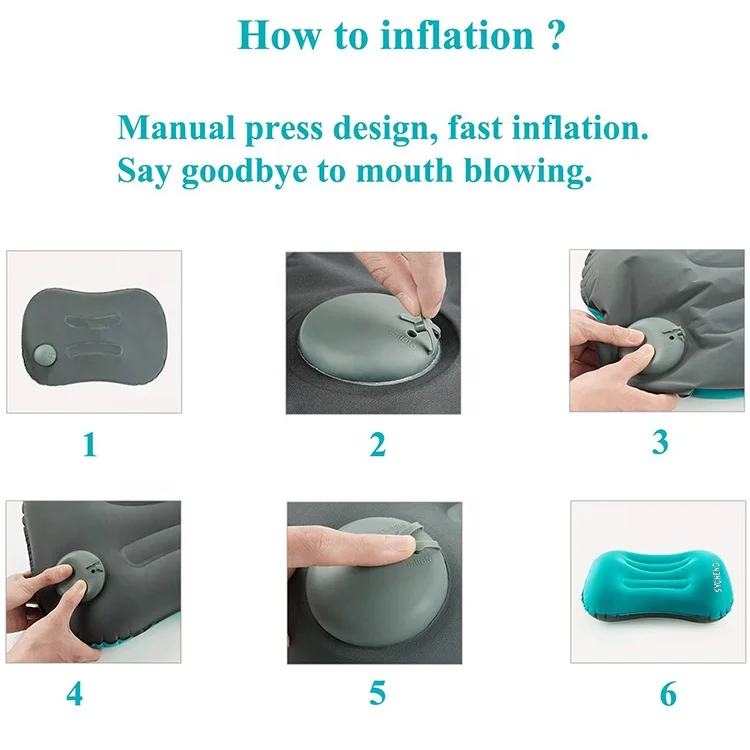 Outdoor travel press type automatic inflatable pillow camping folding portable waist press type inflatable pillow