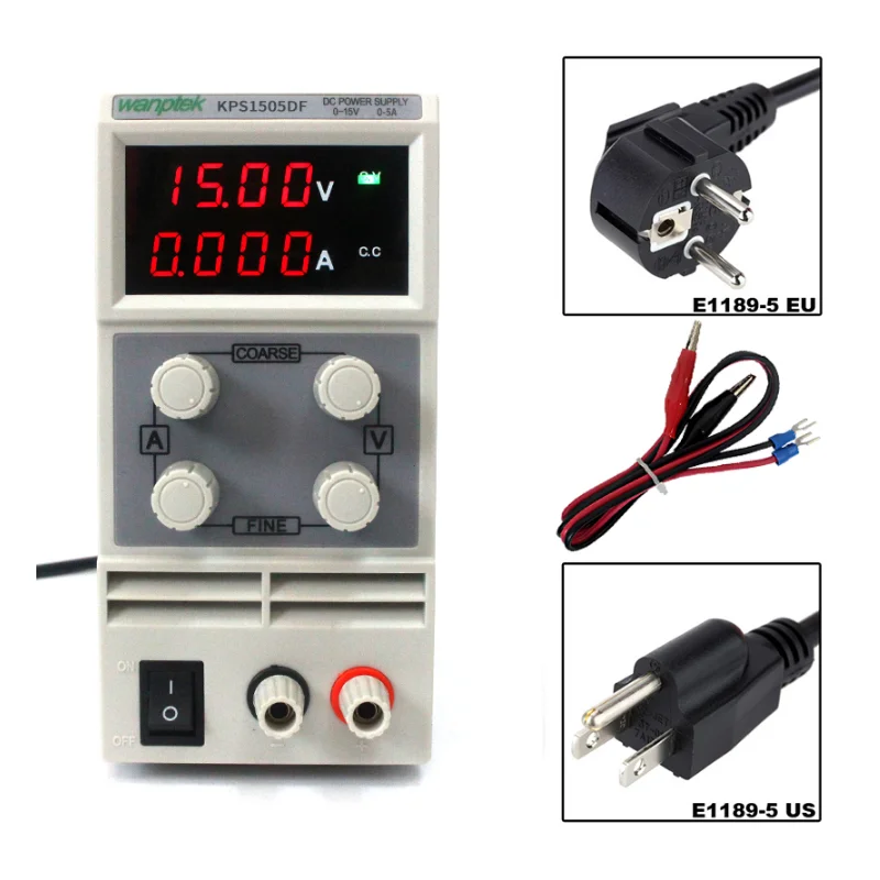 High Quality KPS1505DF 15V5A 110V-230V 0.1V/0.001A EU LED Digital Adjustable Switch DC Power Supply mA Display