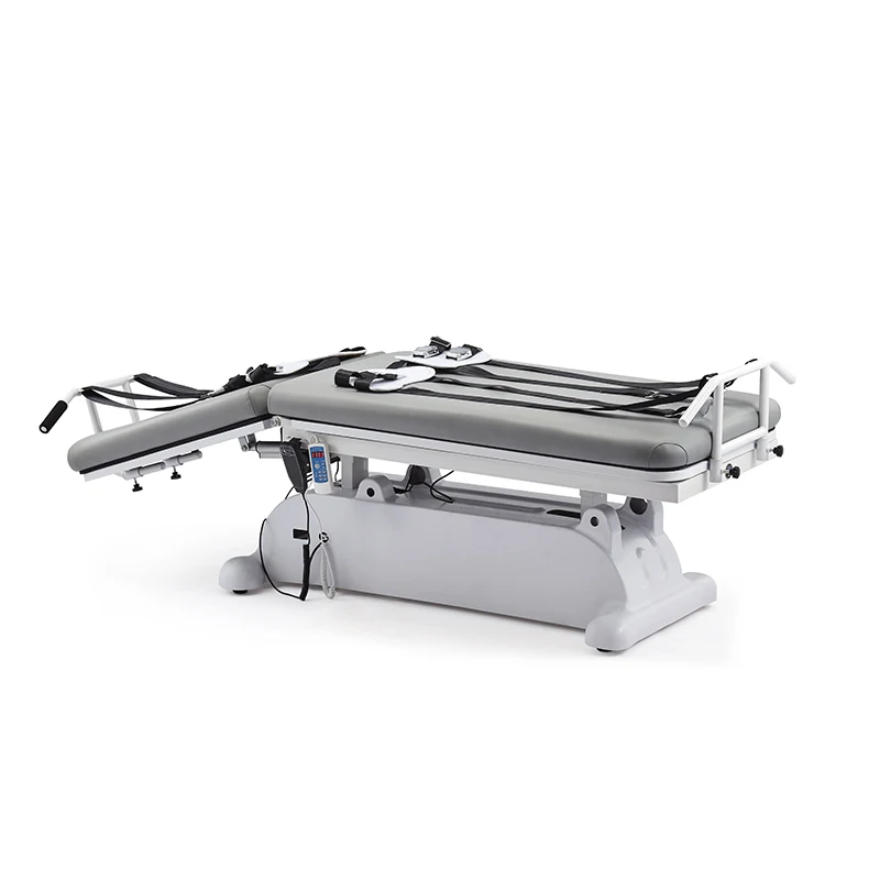 Hot sale Adjustable Portable Cervical And Lumbar Traction Stretcher and salon metal frame tables massager bed