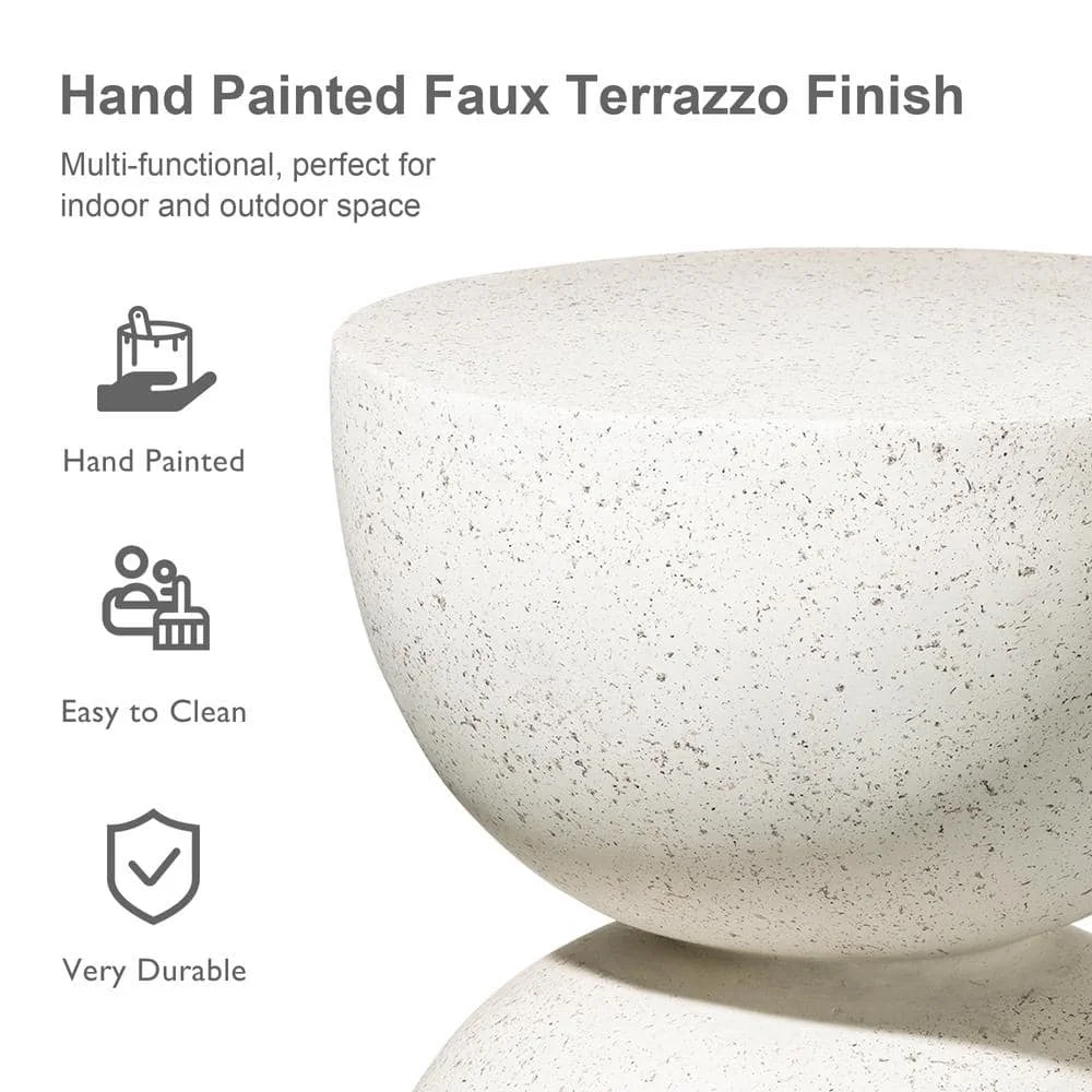 Modern Decorative Garden Stool Heavy Duty Patio Sturdy Faux Terrazzo Side Table Plant Table For Indoor Covered Outdoor