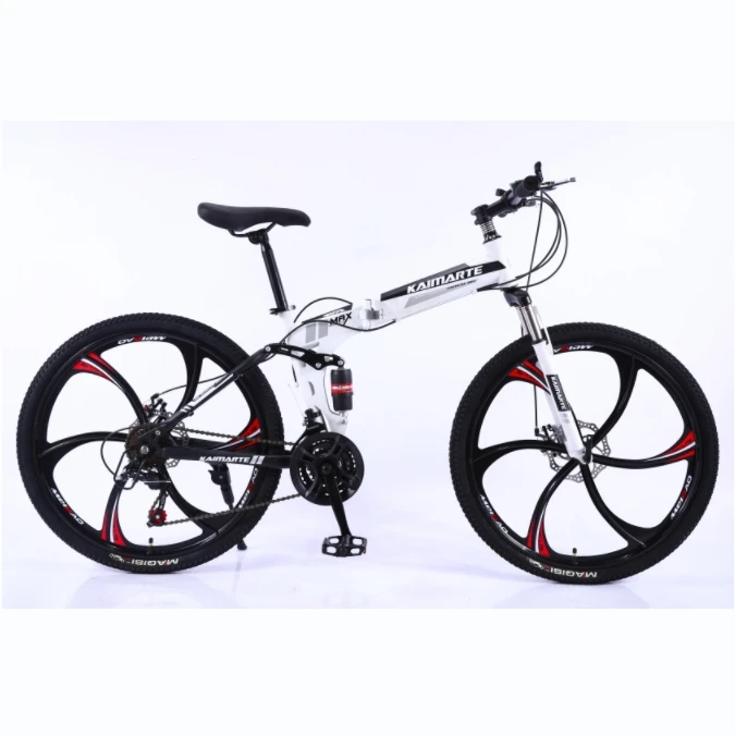Wholesale 26inch Foldable Mountain Bike Carbon Steel Frame 21 Speed Dual Disc Brake Suspension Front Fork