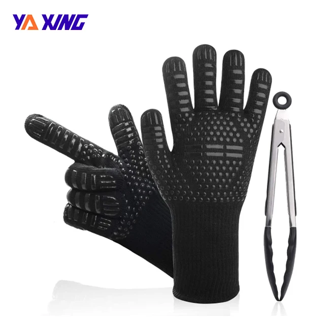 High Quality Silicone BBQ Gloves with Fingers Used in anti-scalding places
