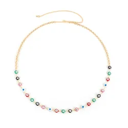 Beach Gold Plated Alloy Simple Colorful Resin Evil Eye Belly Waist Chain Jewelry for Women
