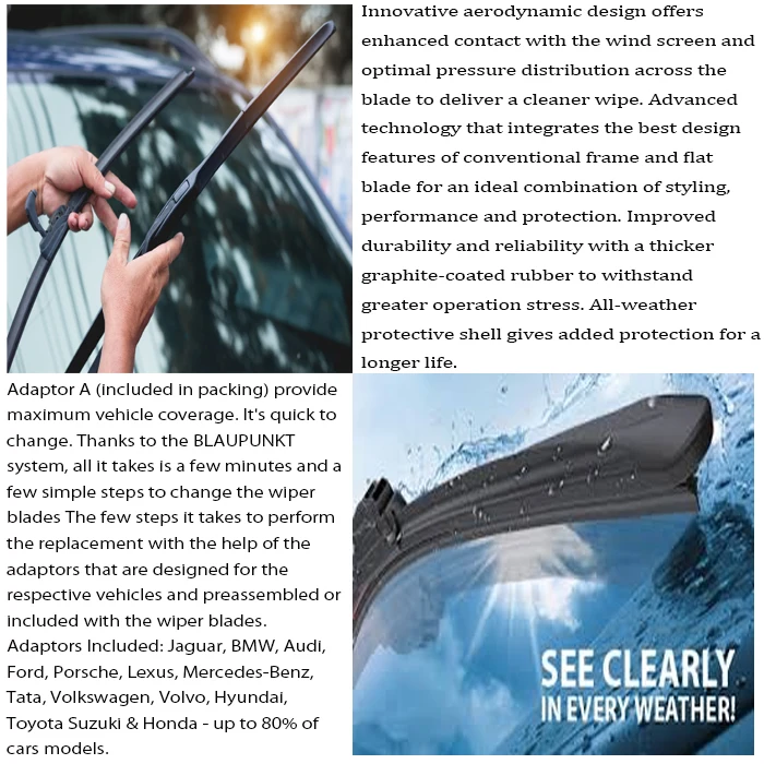 wholesale car rubber hybrid arm windshield wiper blade display universal multi silicone windscreen blades wipers for cars