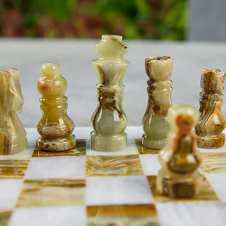factory modern decorative colored european marble chess decoration pieces chess board set