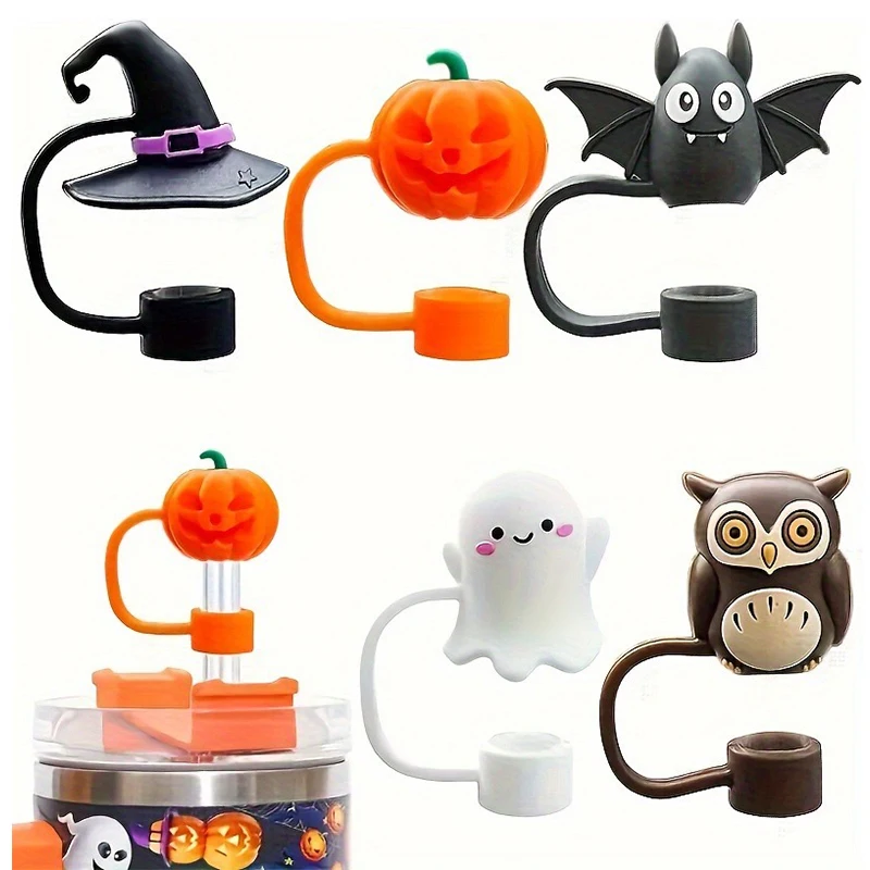 Halloween Straw Toppers Custom 3D Food Grade Silicon High Quality Straw Toppers