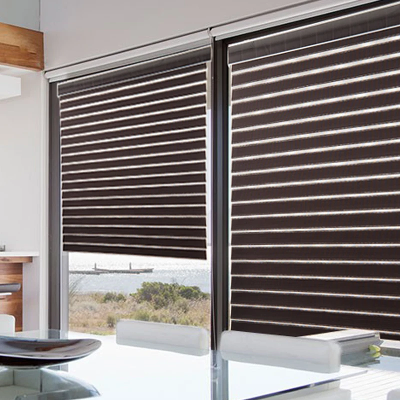 Stardeco Colorful Rainbow Blind Roller Fabric Horizontal Pattern Shangri-la Triple Shading Window Blinds