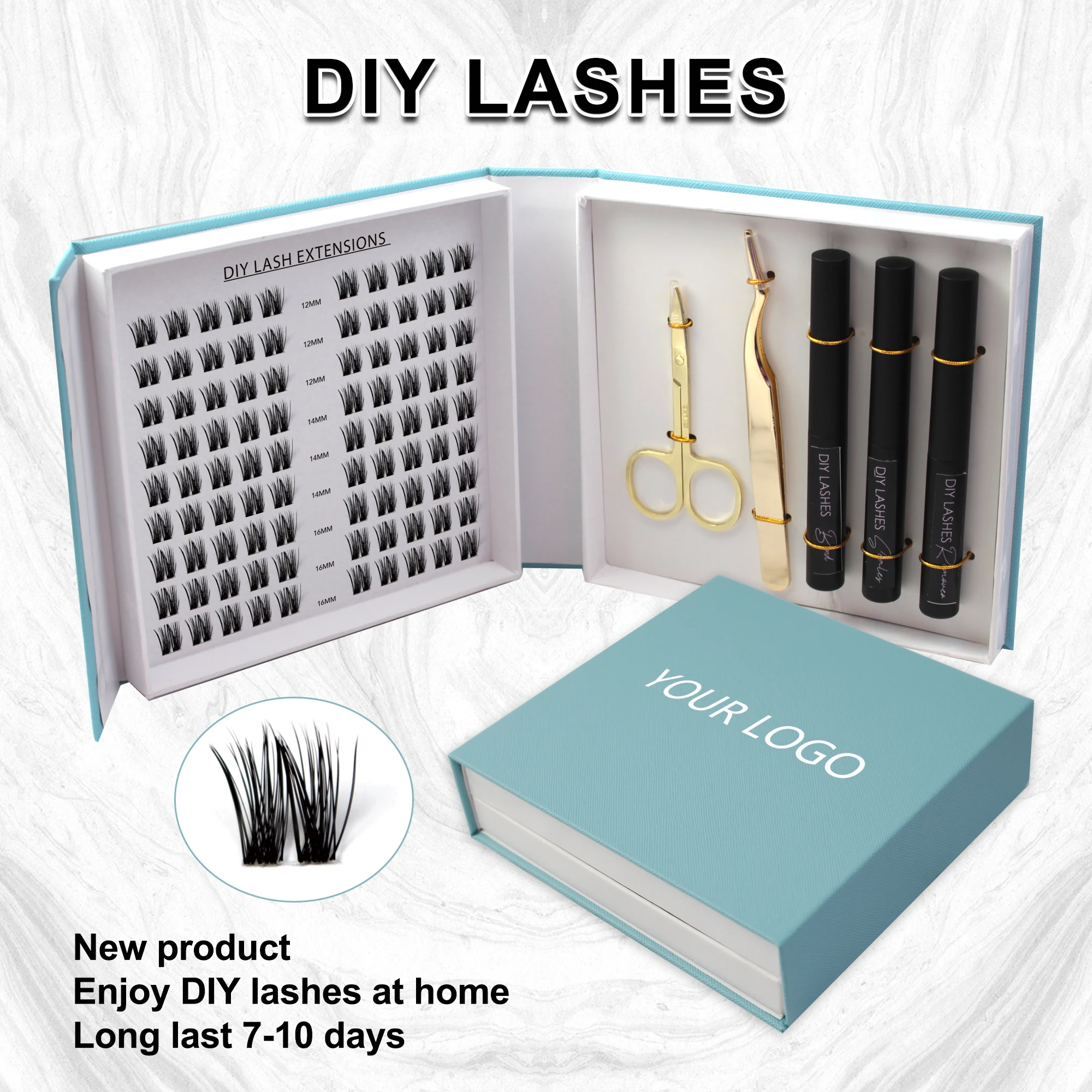 diy lashes segmented eyeslashes diy lash diy eyelash extension 8 clusters bonded individual False Eyelash Sets cluster lash