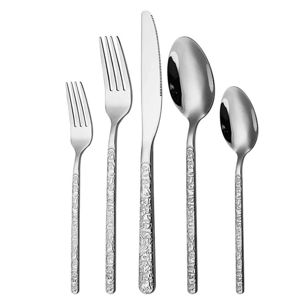 Wedding Baroque Royal Gold Knife Fork Spoon Set Golden Plated Silverware Engraved Spoon Stainless Steel Rose Gold Cutlery Set