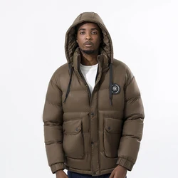 New Arrival Winter Nylon Puff Jackets Large Pocket Hooded Coats Wind Proof Simple Style Quilting Bubble Mens Puffer Jacket