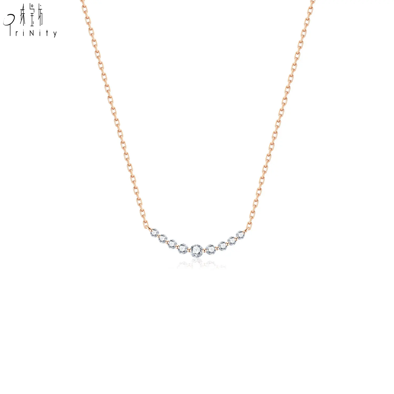 High Quality Wholesale Price 18K Solid Gold Real Natural Diamond Smaller Version Smile Pendant Necklace For Ladies